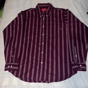 Supreme Oxford Stripe Shirt Plum (Medium)